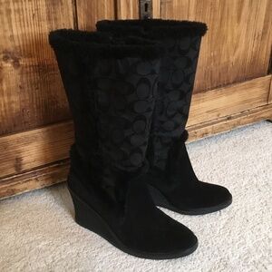 Coach Black Jordana Wedge Boots